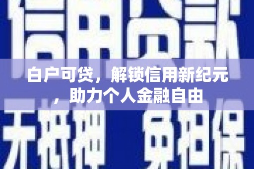元长白户可贷，解锁信用新纪元，助力个人金融自由