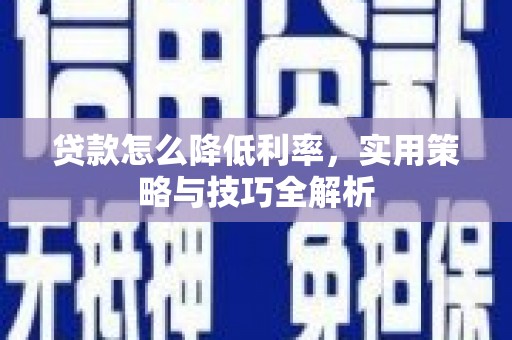 武川贷款怎么降低利率，实用策略与技巧全解析
