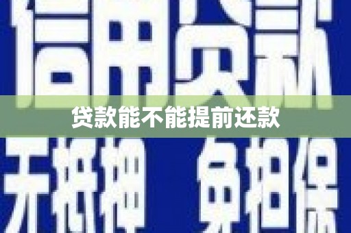 青浦贷款能不能提前还款